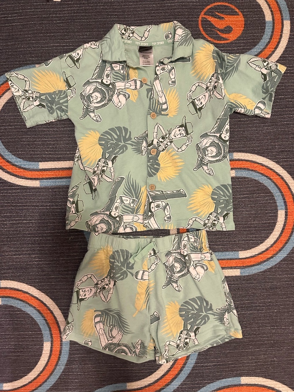 Kids Tropical Disney Toy Story Shorts and Button Down Set